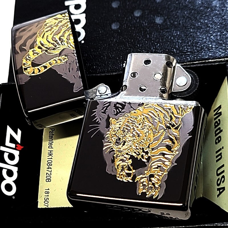 Zippo Tiger Fine Laser Engraving Gold Japanese Pattern One Sided Processing