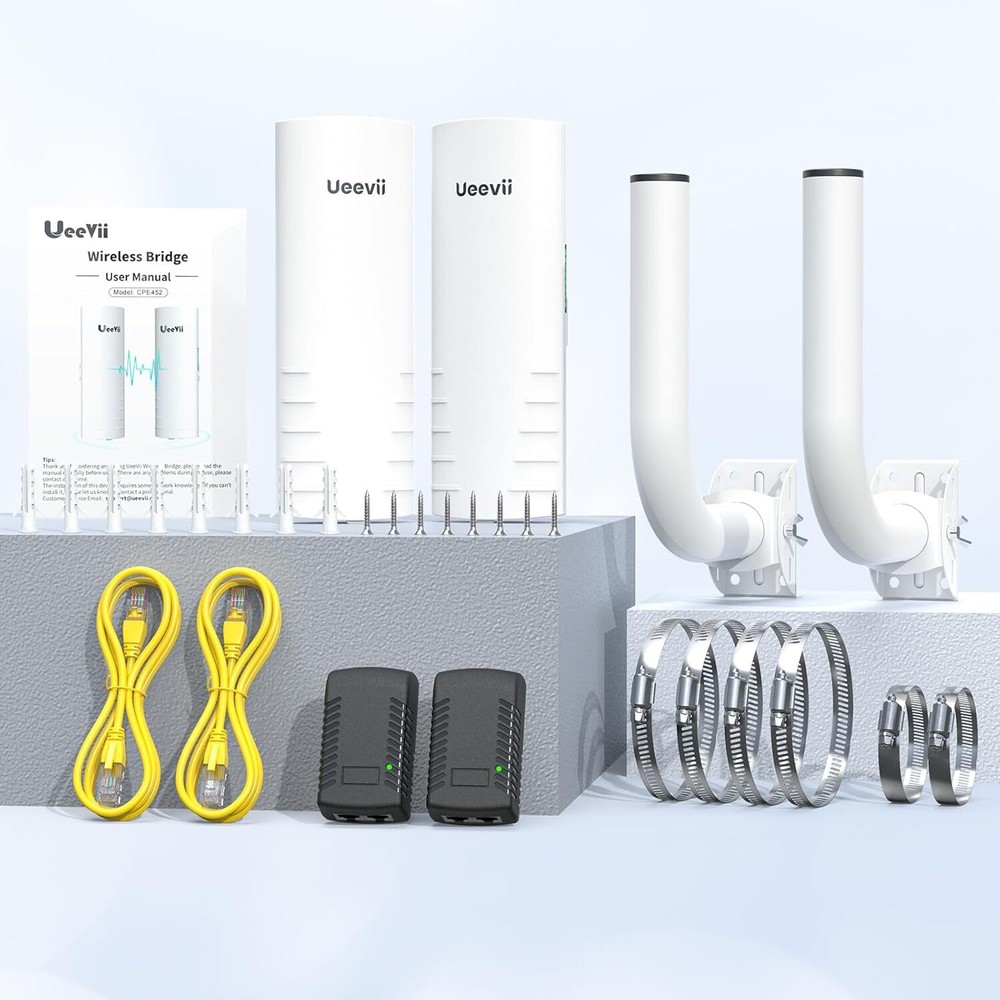 Wireless Bridge Outdoor Point to Point & 2-Pack Bridge Bracket Extend Network