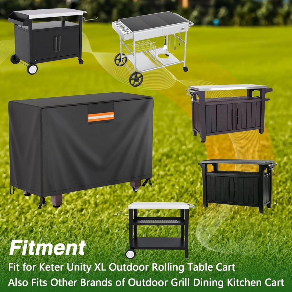 Rolling Dining Table Cover for Keter Unity, Outdoor Prep 54"L×23"W×32"H
