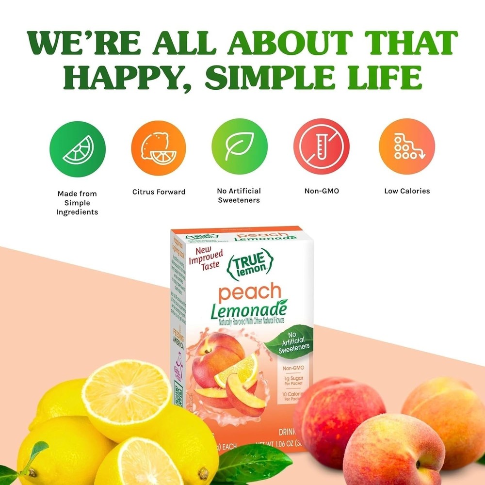 True Lemon Peach Lemonade, 10 count