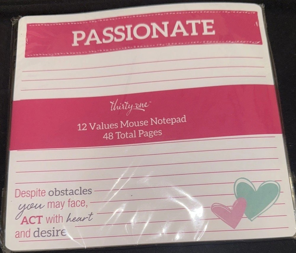 Thirty-One Passionate Values Mouse Pad Notepad 48 Pages New