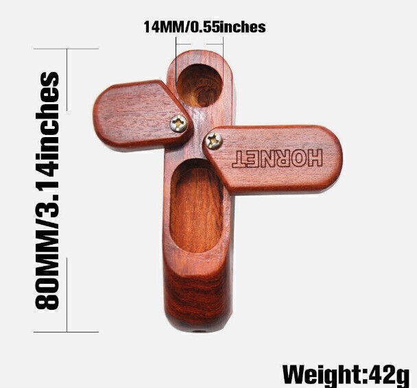 4-Pack Convenient Classic Handmade Wooden Rotary Pipe with Storage Durable