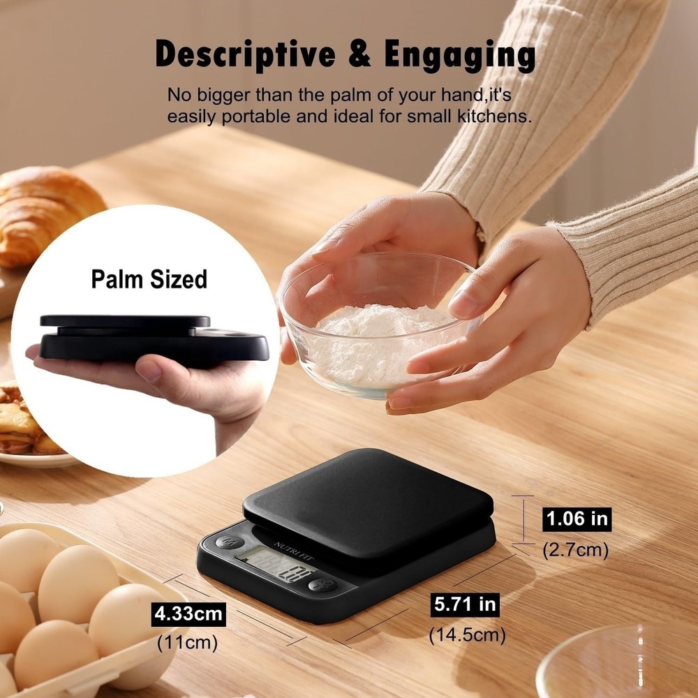Compact Digital Kitchen Scale for Precision Weighing - 11lb Max Capacity