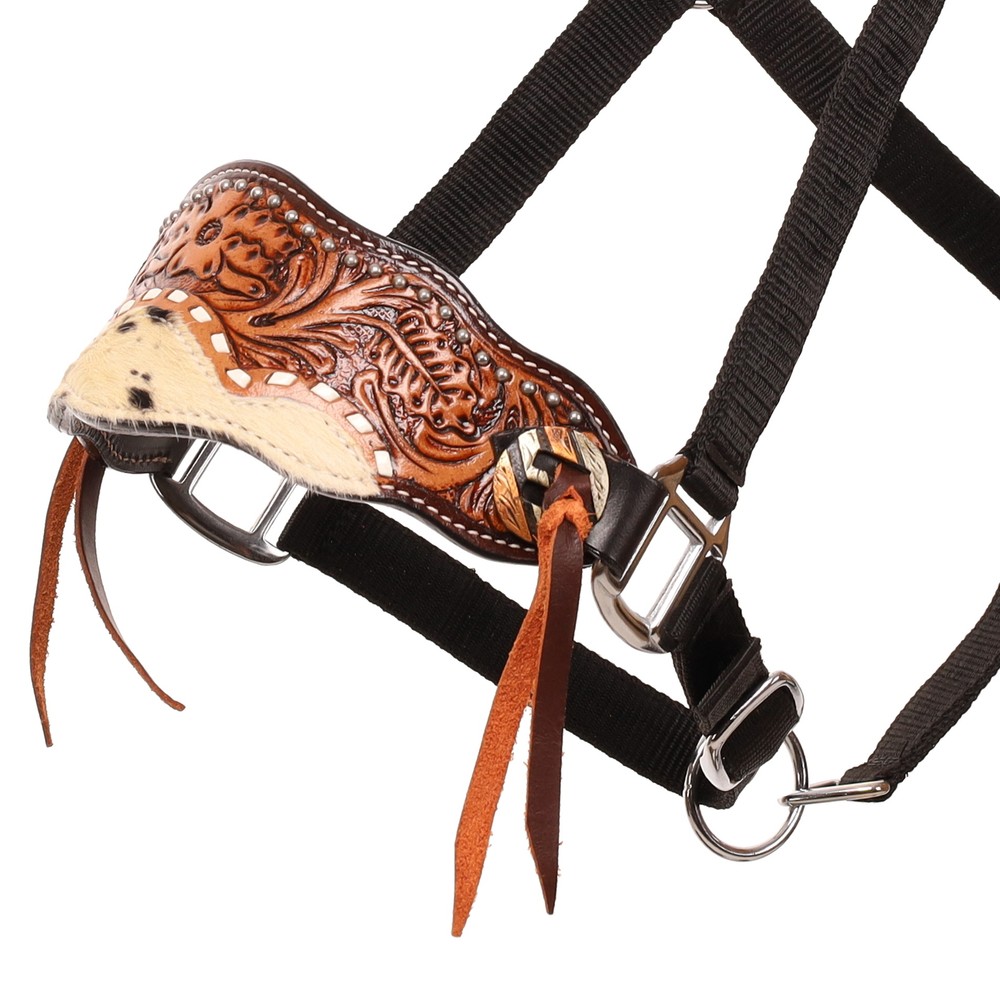 Showman Bloomhide Black Nylon Bronc Halter