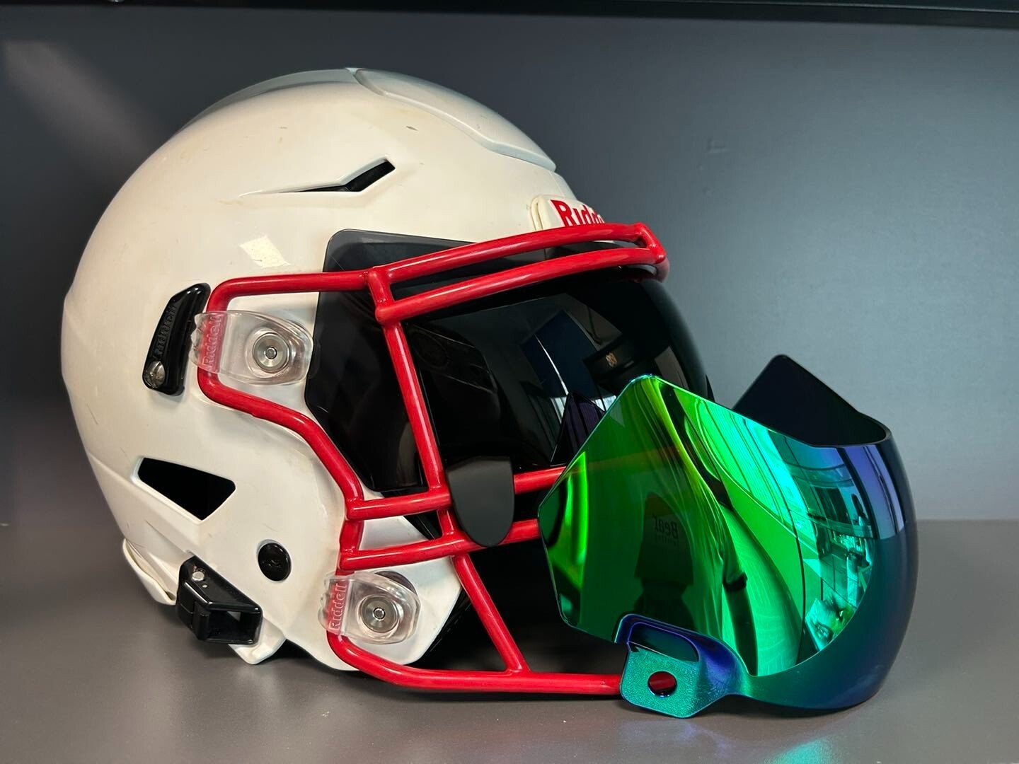 REVO GREEN SPEED FLEX SCHUTT F7 Full Size Football Helmet Oculus Visor W/Clips