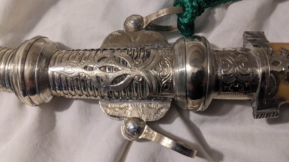 Authentic 13.25" Morocco Dagger Khanjar Handmade Silver Dagger Berber+CORD Camel