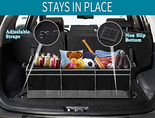 Trunk Organizer with Cooler, Collapsible Trunk Storage Container with Non Black