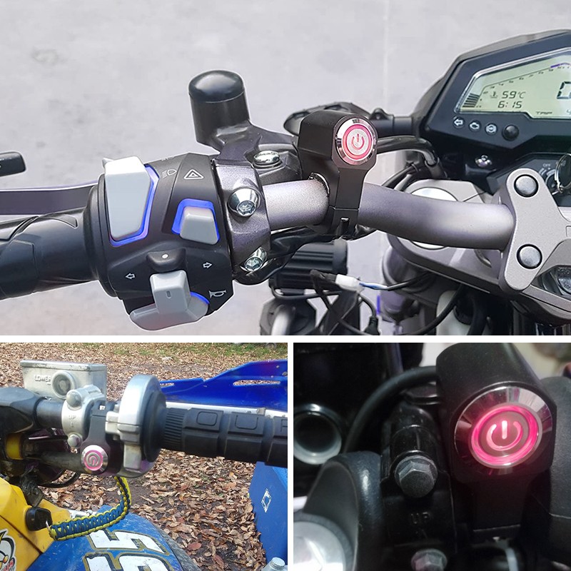 Motorcycle ATV Control Start Switch Momentary Horn Push Button Handlebar Mount
