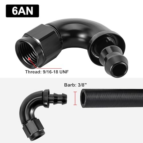 Push Lock Fitting One Piece Full Flow Hose End 6AN 120 Degree