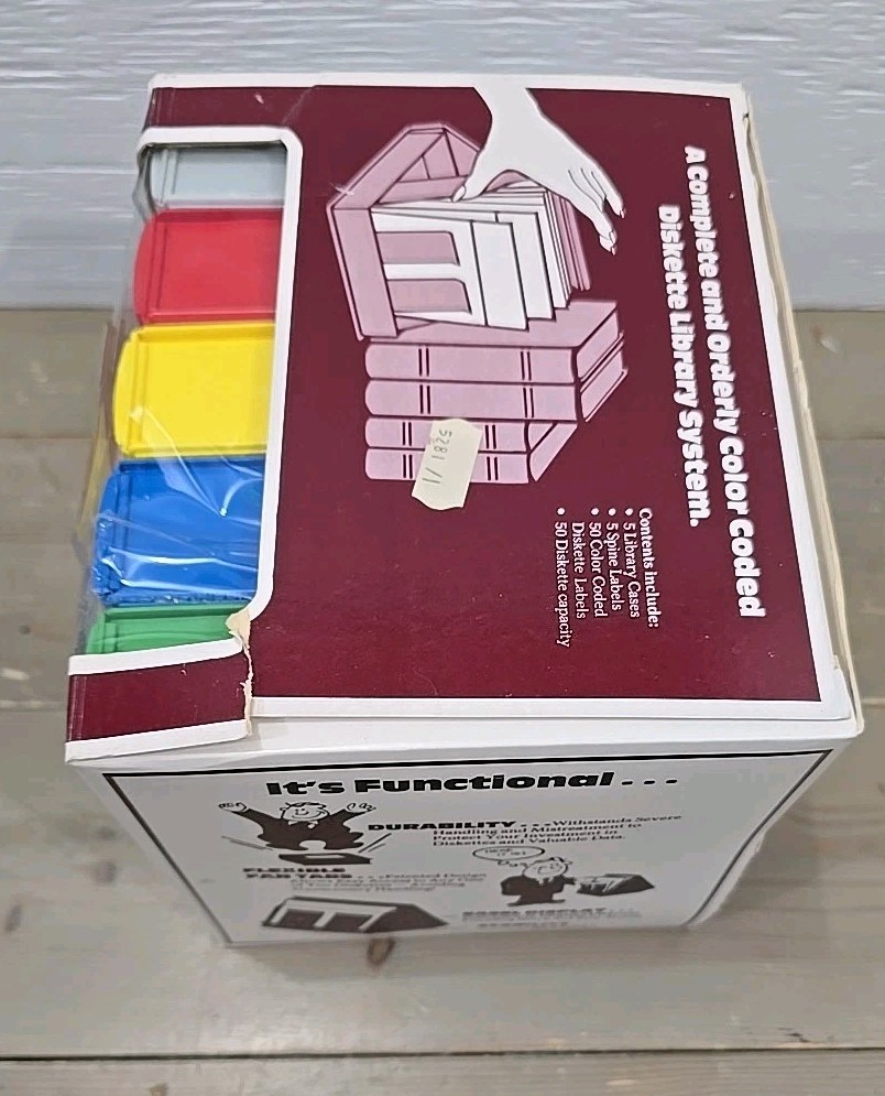 NOS SRW Color Coder 5.25” Diskette Library Cases Spine Labels Set for 50 Disks