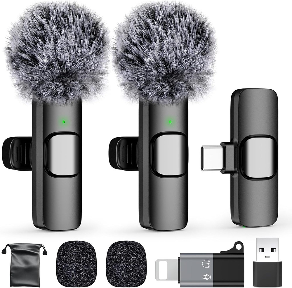 Automatic Pairing Lavalier Mic - Noise Cancelling Dual Transmitters for Vlogging