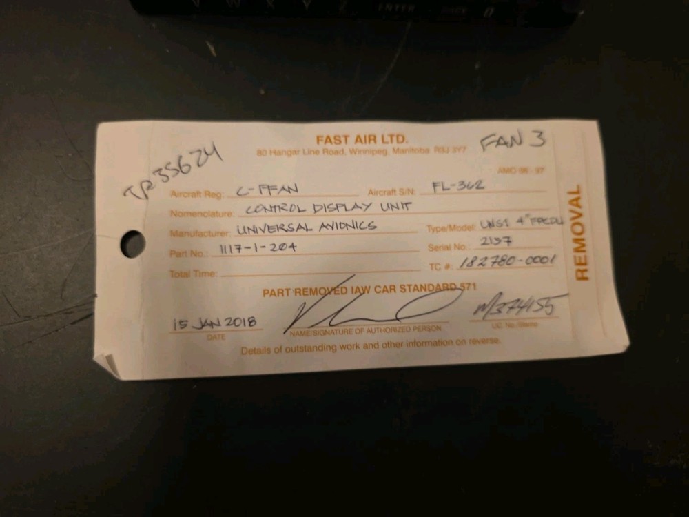 P/N 1117-1-204; CONTROL DISPLAY UNIT 4" FPCDU - SERVICEABLE