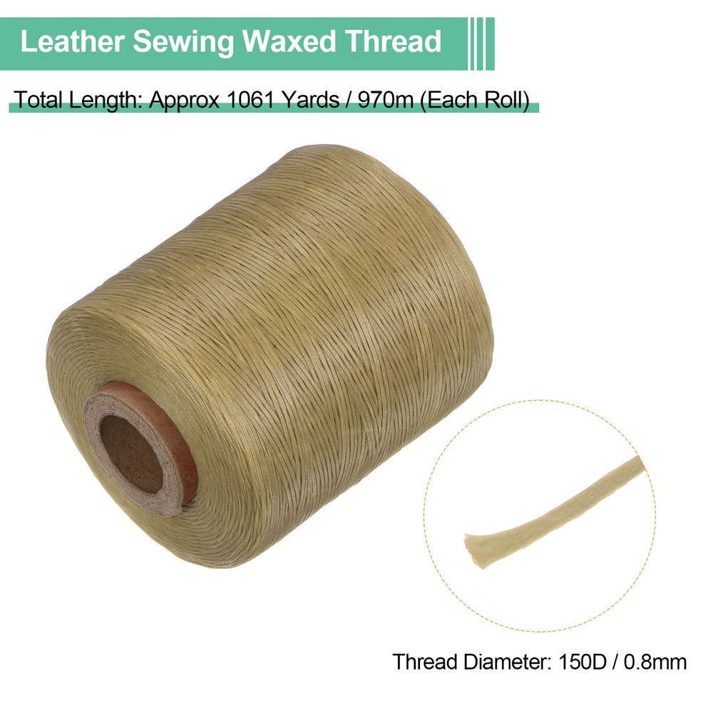 150D Waxed Thread 1061 Yards Polyester Leather Sewing Waxed String Beige