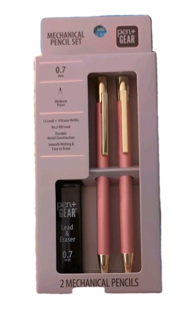 Mechanical Pencil Kit, 0.7 mm, Pink, 2 Count