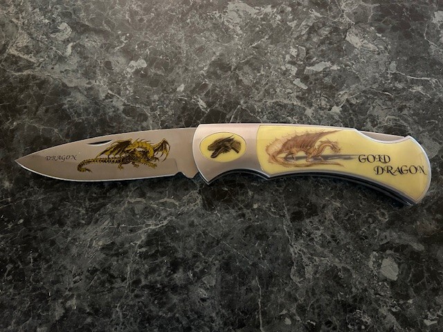 Extra Large Machete Gold Dragon Pocket Knife