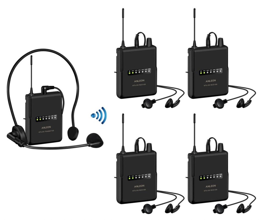ANLEON MTG-200 Wireless Tour Guide & Language Interpretation System-4 Receivers
