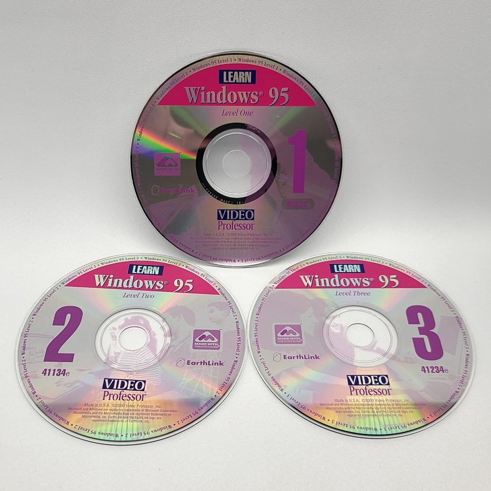 ⭐️ Video Professor Learn Windows 95 3-CD Set - PC CD-ROM