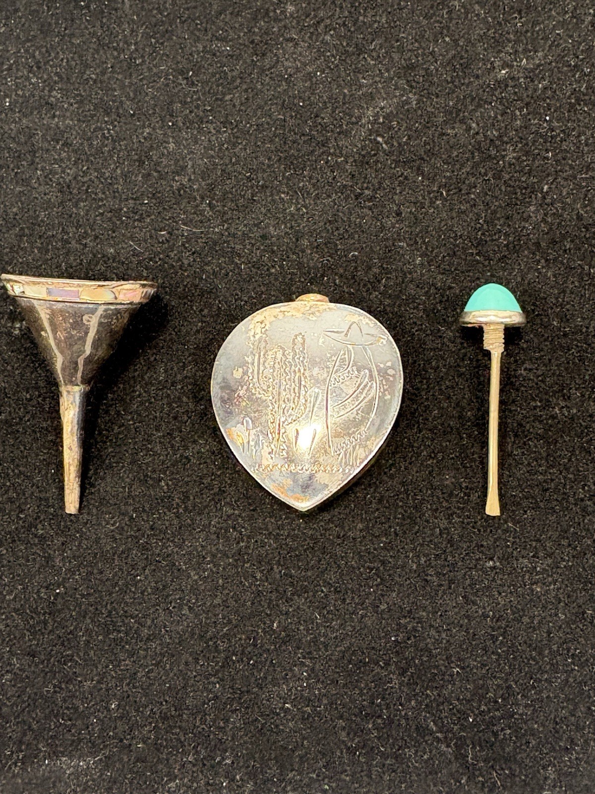 Vintage Sterling Silver Mexico Perfume Bottle and Funnel w/ MOP - 6 gr