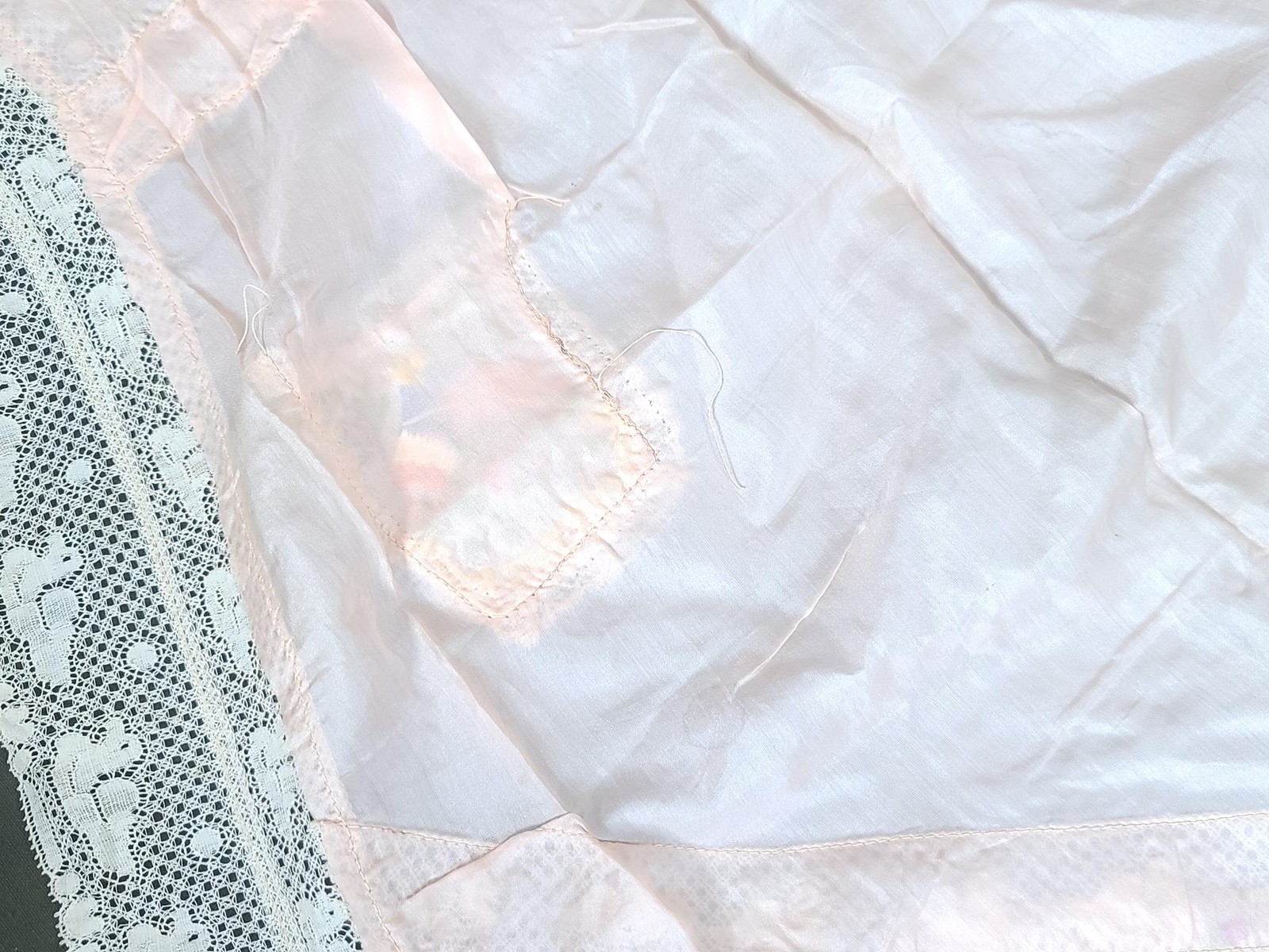 WWI Souvenir of France Silk Apron Allies Liberation Sweetheart Lace Duck Vintage