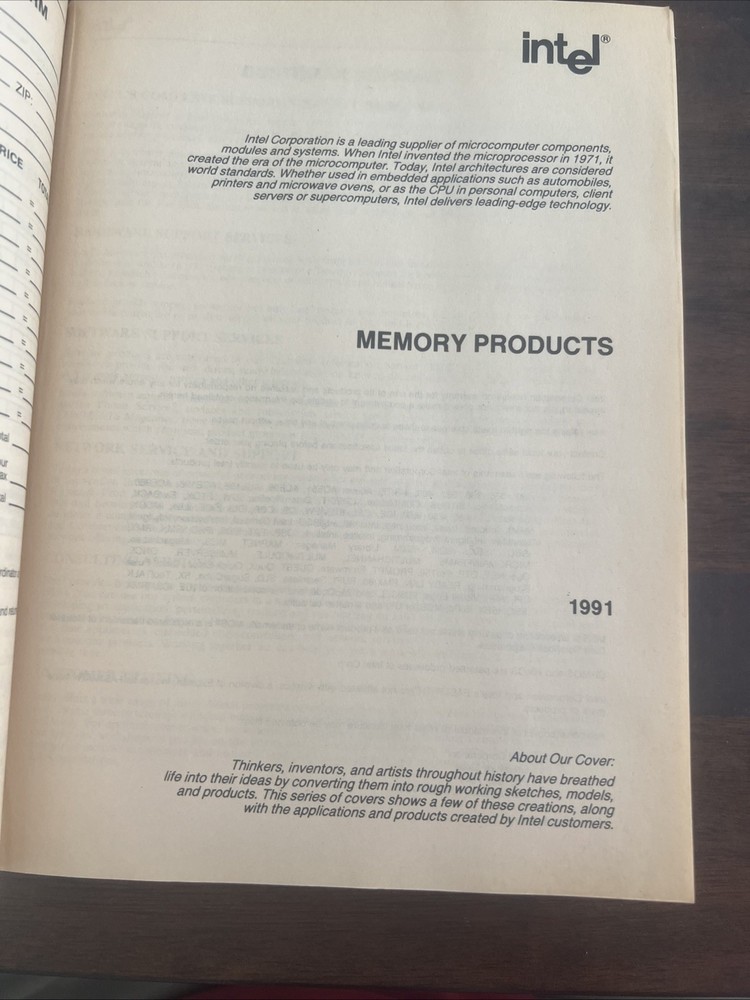Vintage Intel Computer Manual 1991 Memory Products Handbook