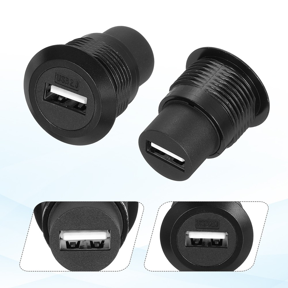 5Pcs USB 2.0 Panel Mount Coupler, USB Pass Through 480Mbps Black