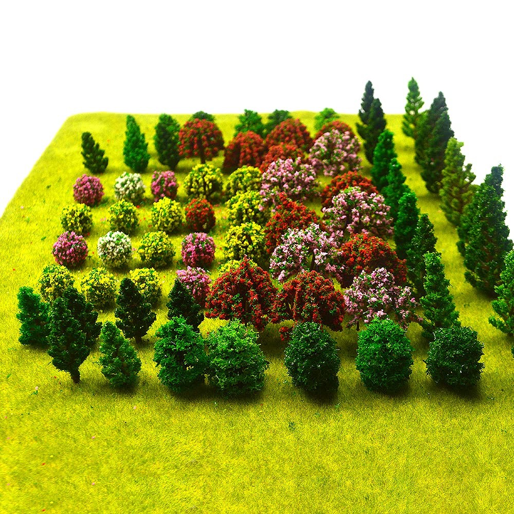 70pcs Mini Model Trees Mixed Miniature Trees Model Train Scenery Artificial Warg