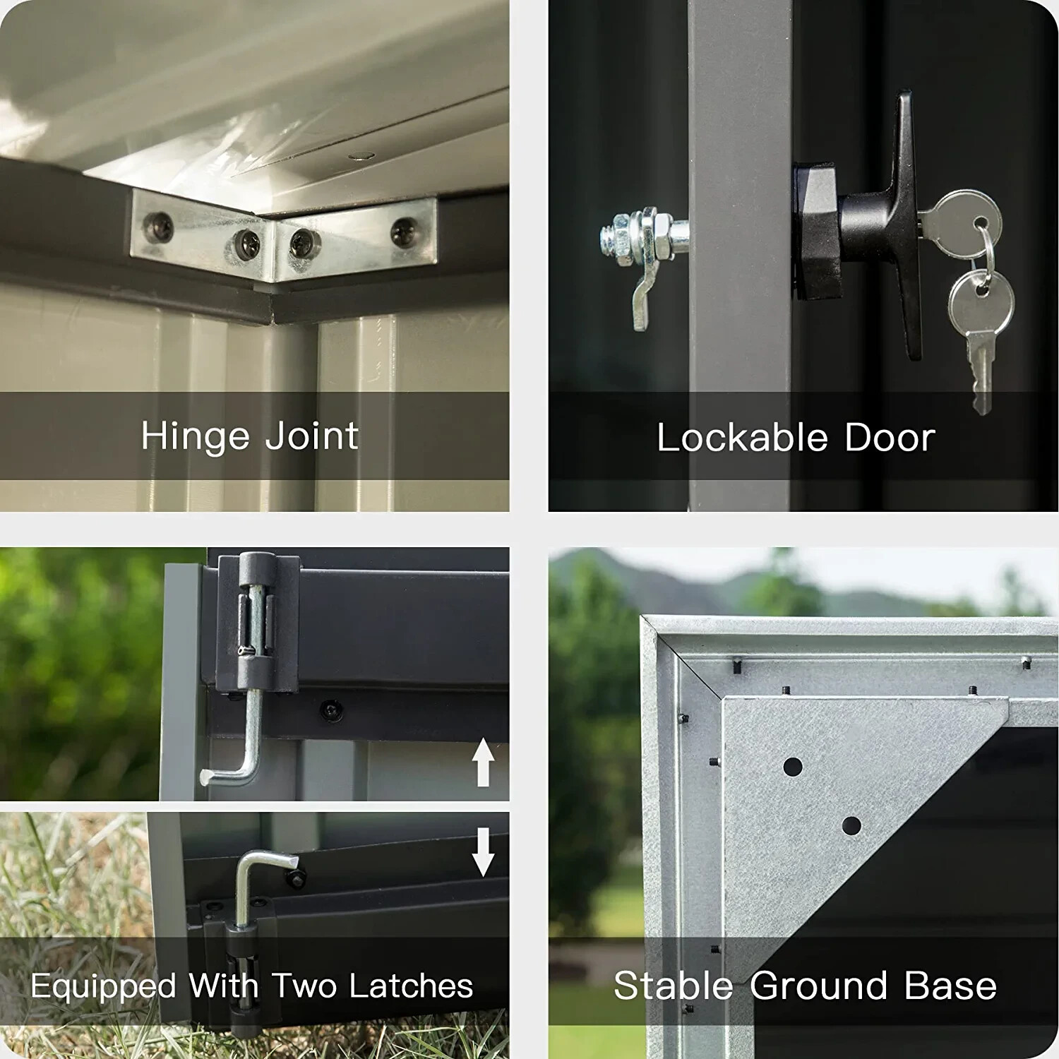 Domi Backyard Storage Shed 5.4' x 3.7' w/Sloping Roof Steel Frame Lockable Door