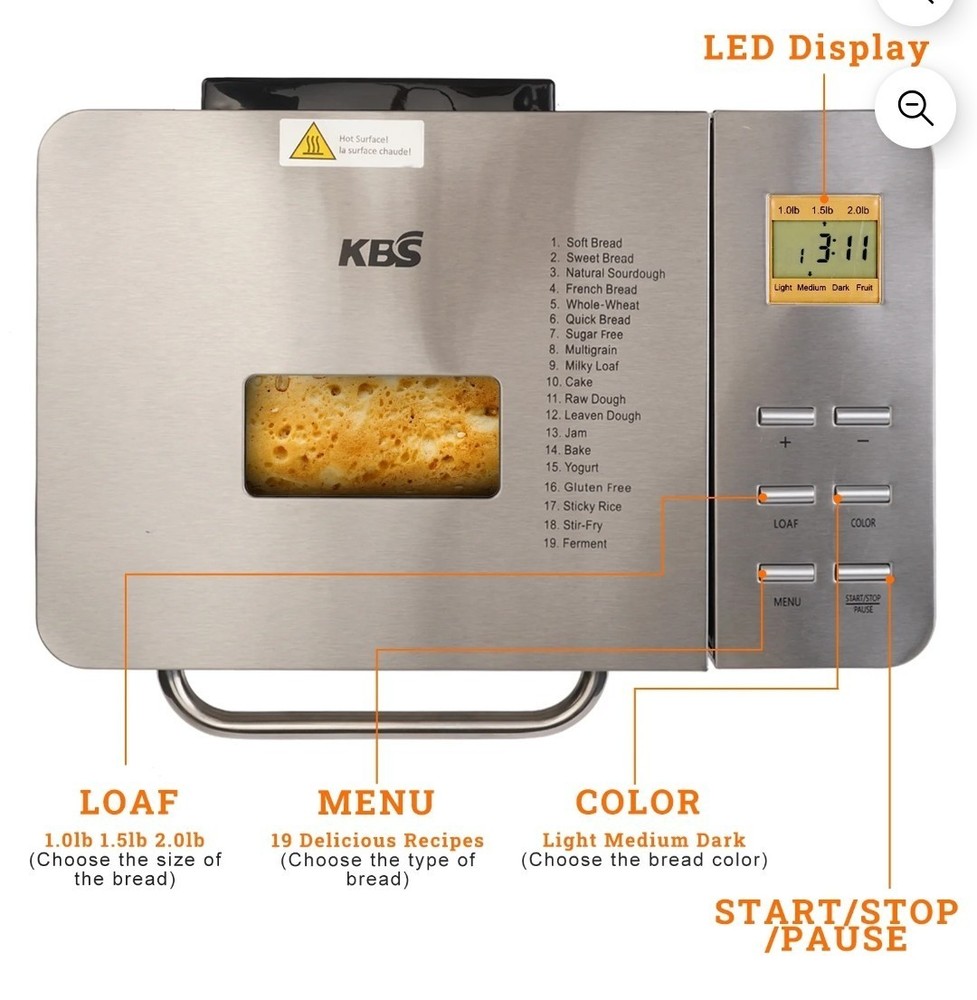 KBS 19-in-1 2LB Bread Maker New