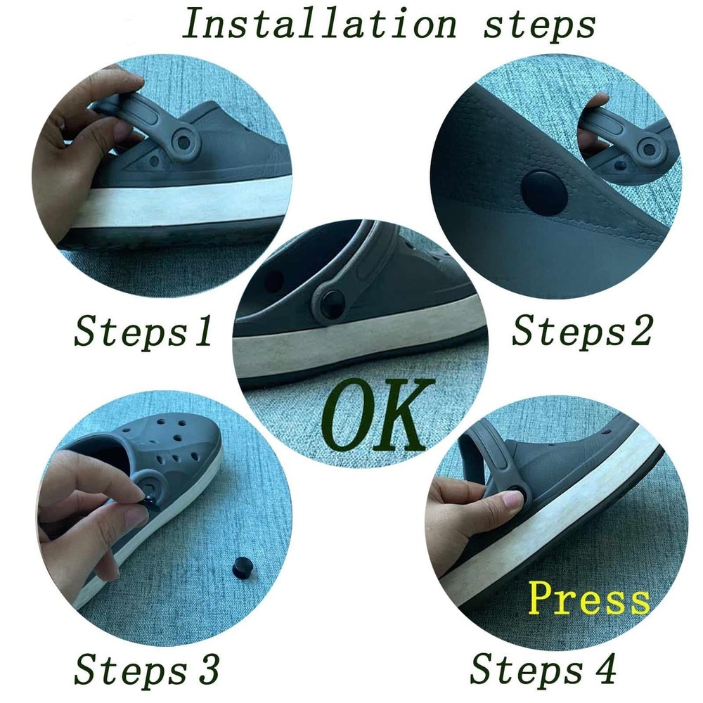 6 Sets Replacement Rivets Button Strap Compatible for Clog Shoe Strap 16mm Si...