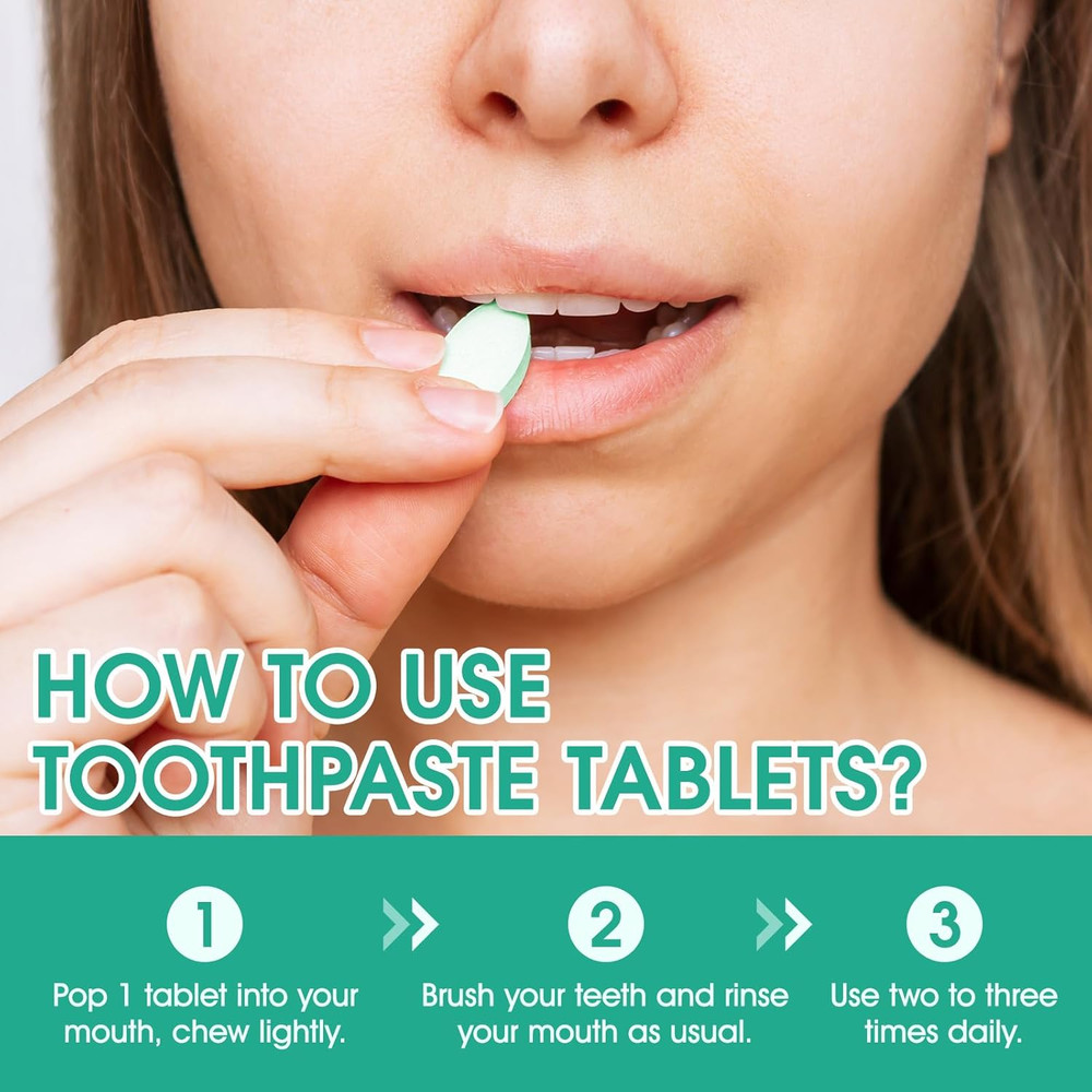 Toothpaste Tablets,150 Nano Hydroxyapatite Toothpaste Tablets, Chewable Xylitol