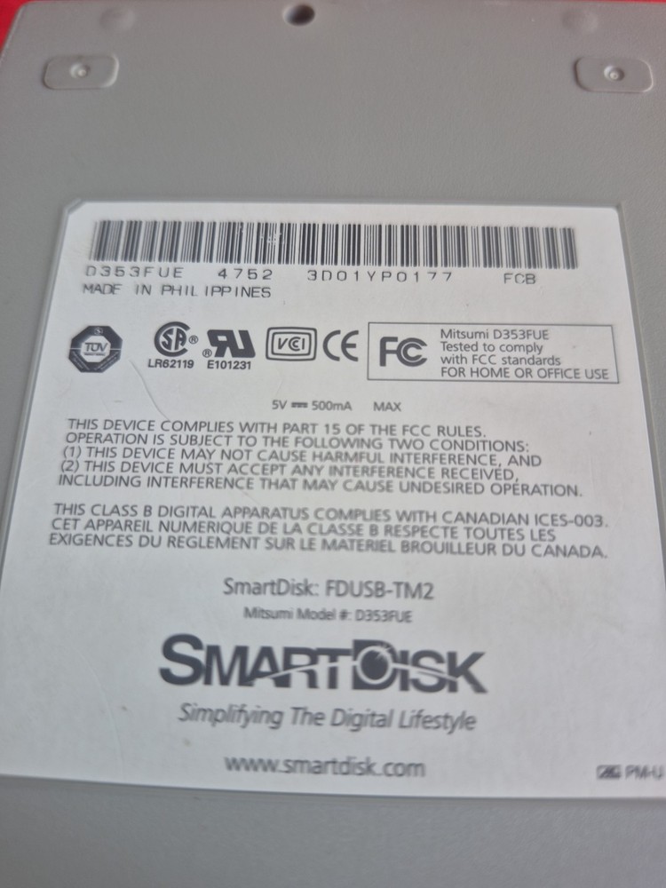 SmartDisk PC or MAC USB POWERED High Speed 2x External 3.5" Floppy Drive
