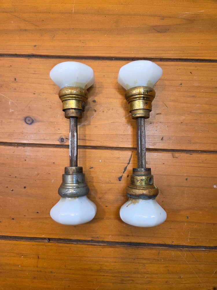 Antique Victorian White Porcelain Ceramic Door Knobs