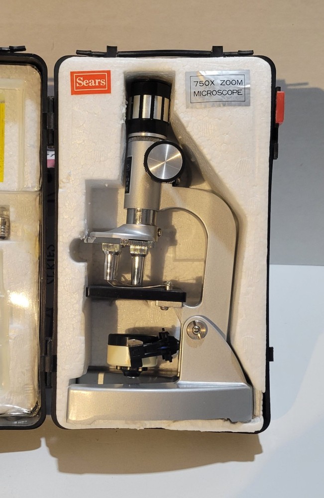 Sears Microscope Set 49-24335 Complete 50-750 Power Zoom Untested