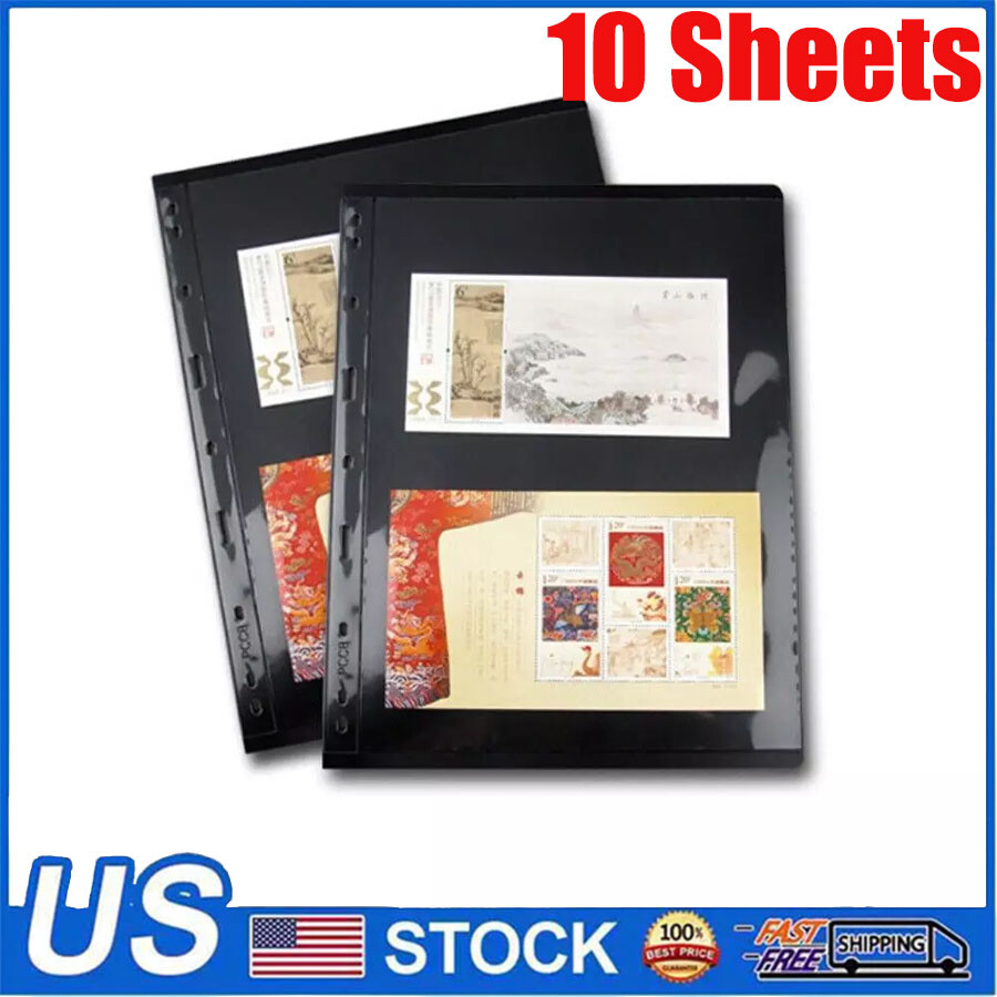 Stamp Pages for Stamp Album Binder 2 Row, 10 Sheets Stamp Pages for Collectors
