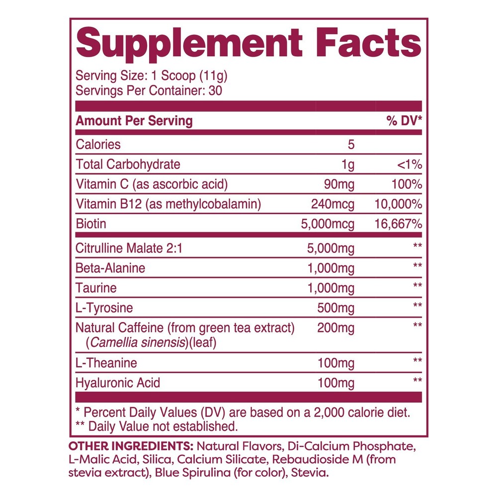 Wellah Get-Going Pre-Workout Drink Mix (Blue Raspberry) - 200mg Natural Caffeine