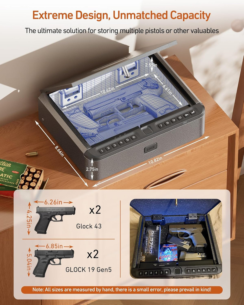 Biometric Handgun Pistol Safe Fingerprint Quick Access