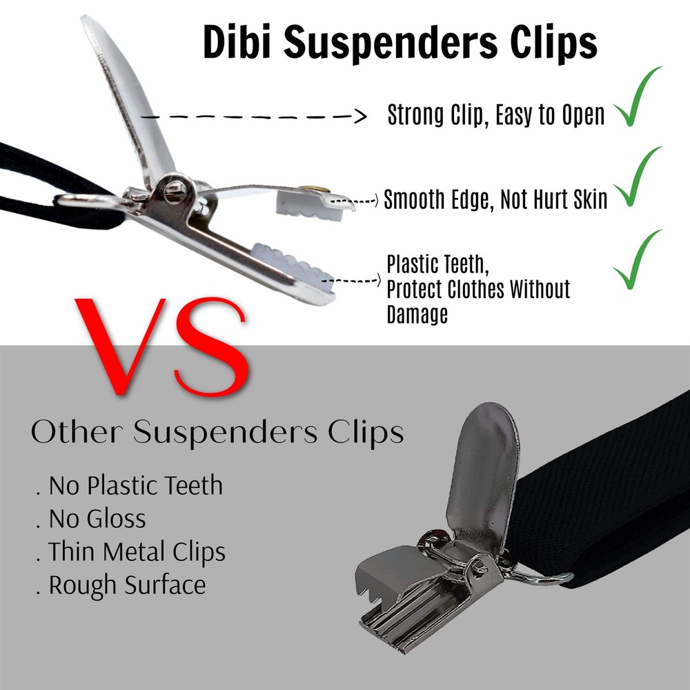 Dibi Black Suspenders for Men, Adjustable X Back 4 Strong Adjustable,