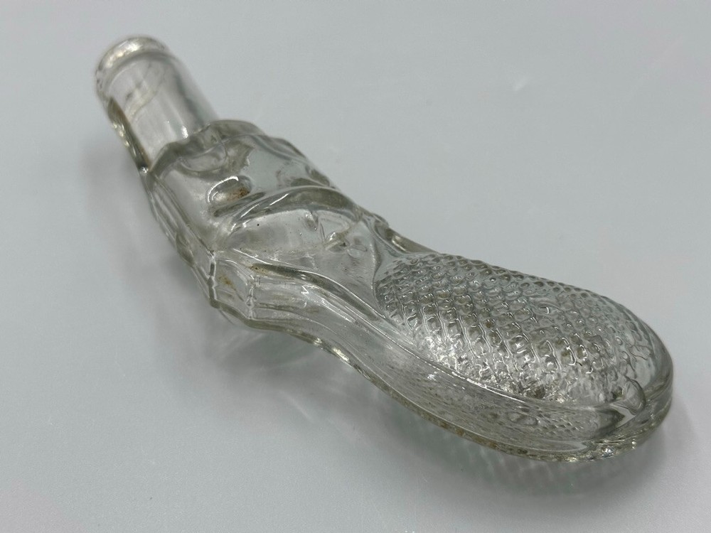 Antique GUN Medium Round Grip Figural Glass CANDY CONTAINER A&E 282