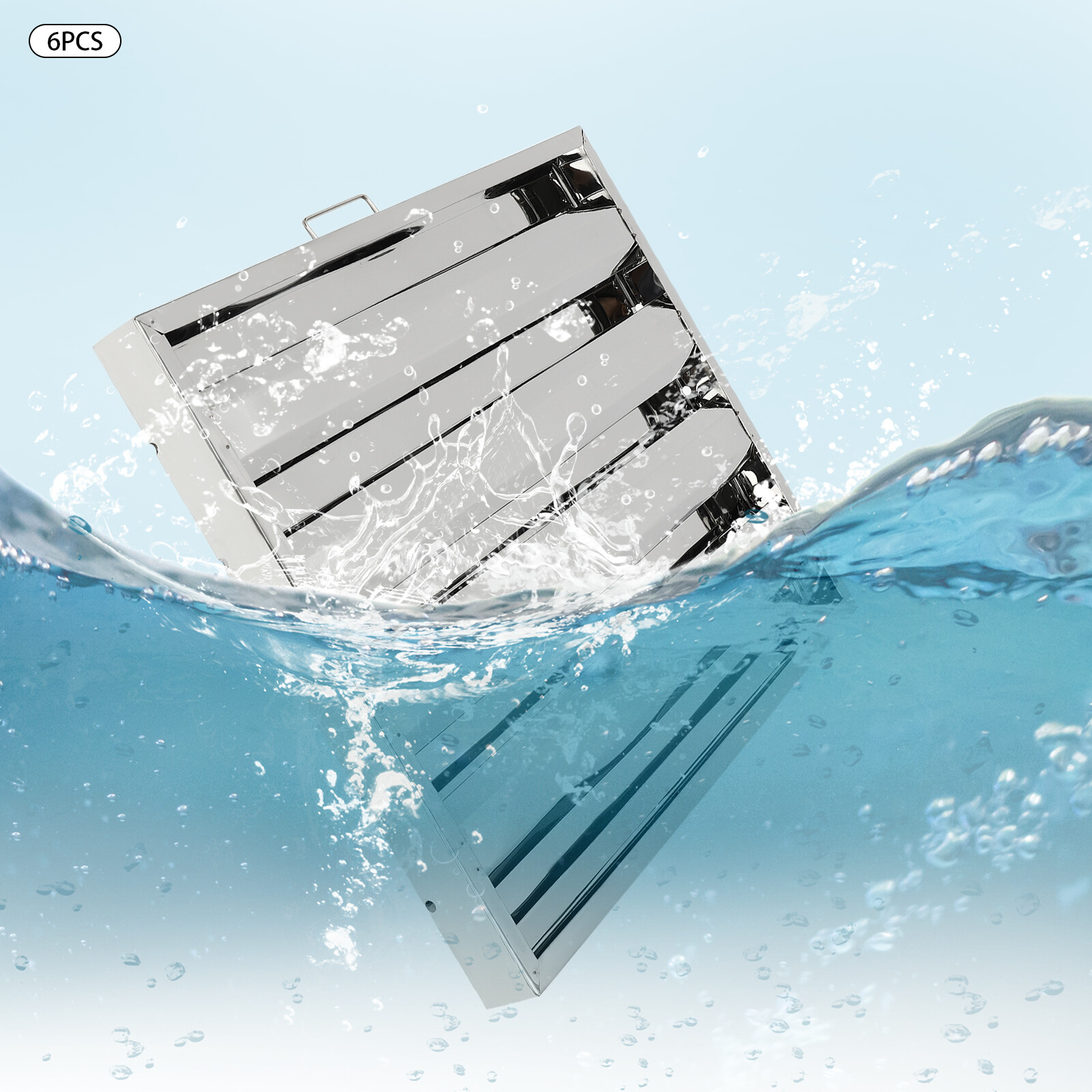 19.5x24.5" Commercial Hood Filters 6Pc Stainless Steel Hood Grease Filter Baffle