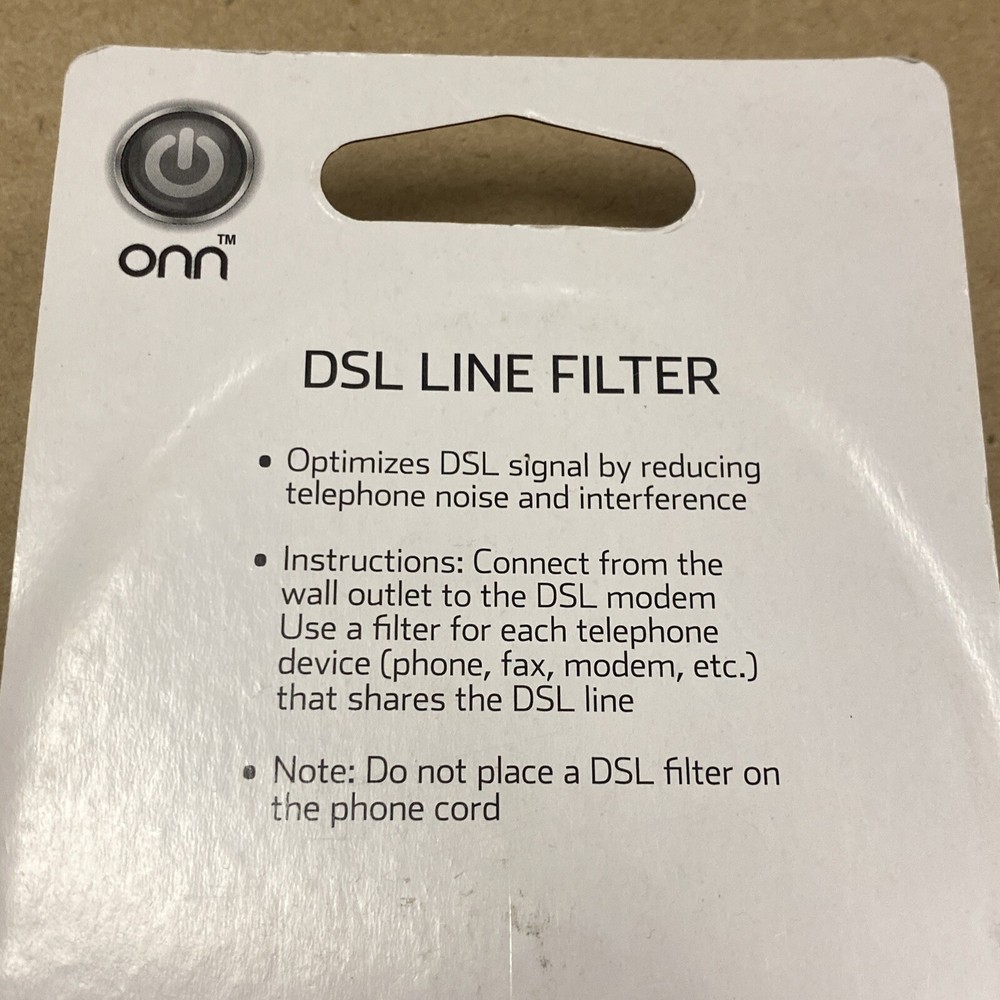 Onn DSL Line Filter Optimize ONB16TE015 White - SEALED NEW