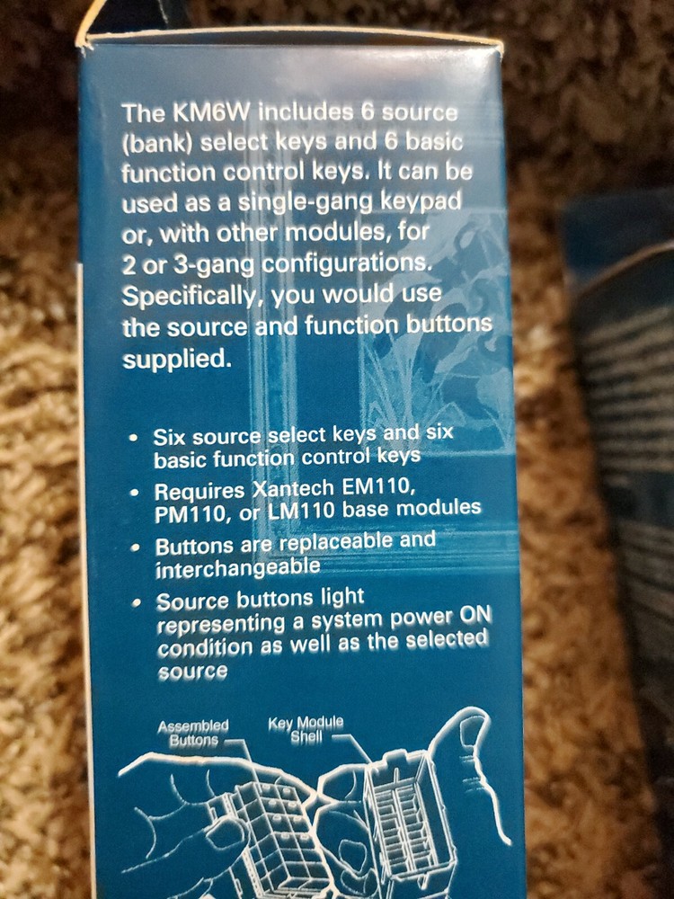 Xantech Home KM6W SmartPad3 6 Source Key Module White 6 Basic Functions
