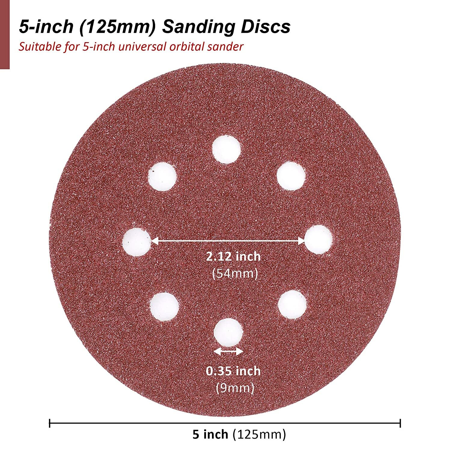 5inch Sanding Discs 40-1000 Grit Hook Loop 8-Hole Orbital Sander Paper Sandpaper