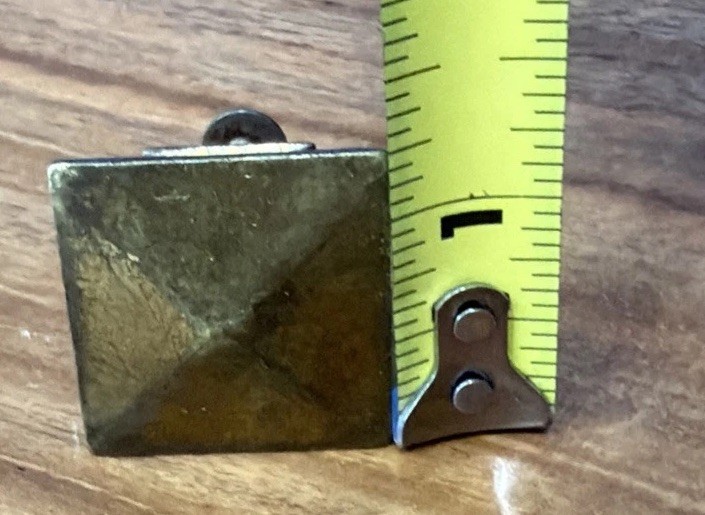 Antique/Vtg Solid Brass Mission Style Drawer Pull Square W Raised Bevel Pointed