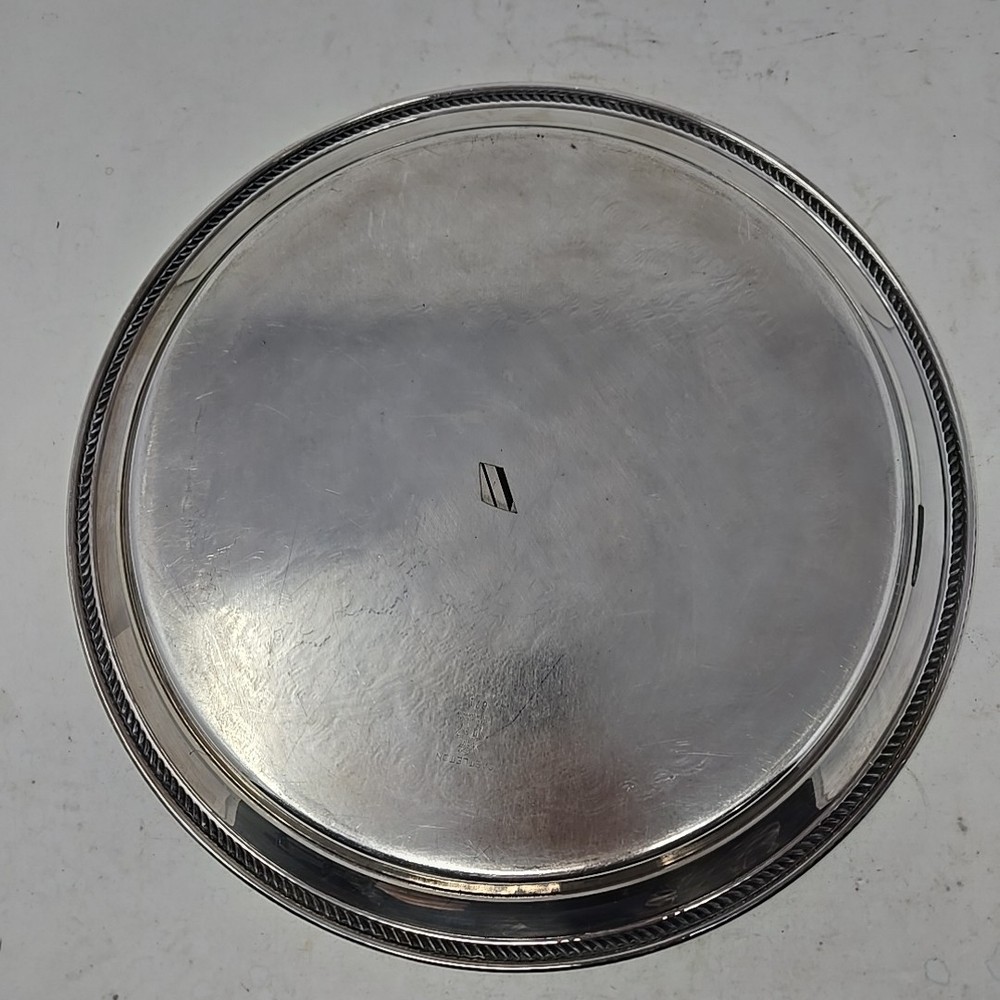 Vtg Round Silver Serving Tray -Measures 12" diameter VG cond