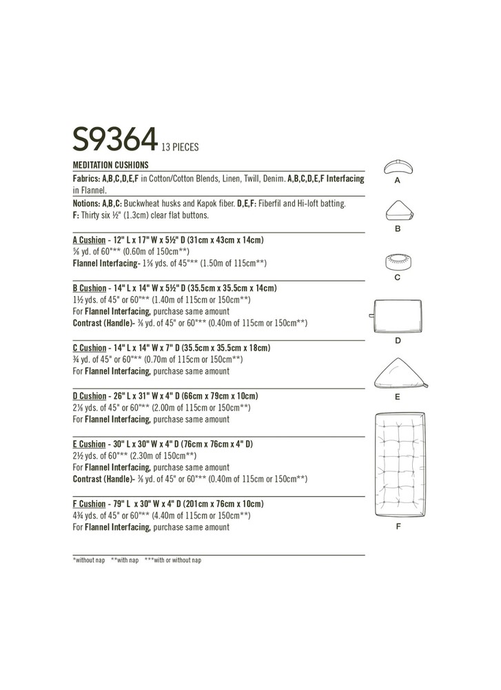 Simplicity Sewing Pattern Meditation Cushions - S9364