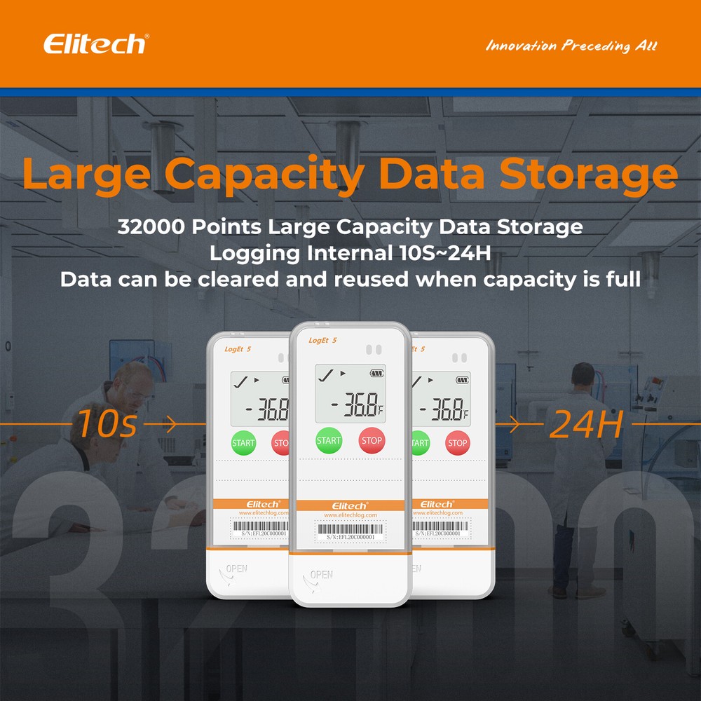 Elitech Digital Temperature Data Logger Reusable Temperature Recorder LogEt-5T