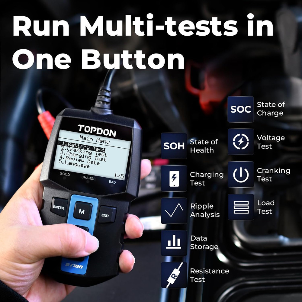 Digital Auto Battery,Alternator Analyzer Charging Cranking System Tester for Ca