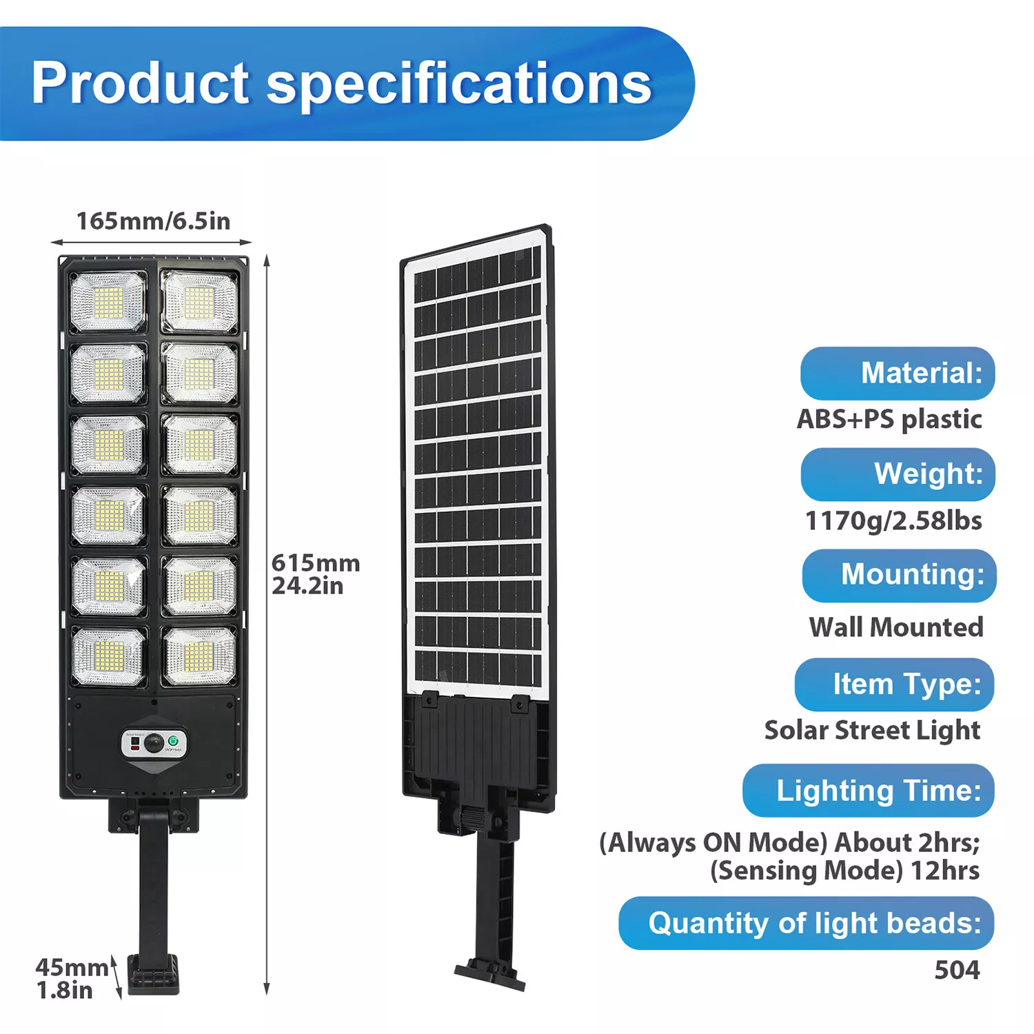 Commercial 1000000LM LED Outdoor Dusk to Dawn Solar Street Light Road Area Lamp