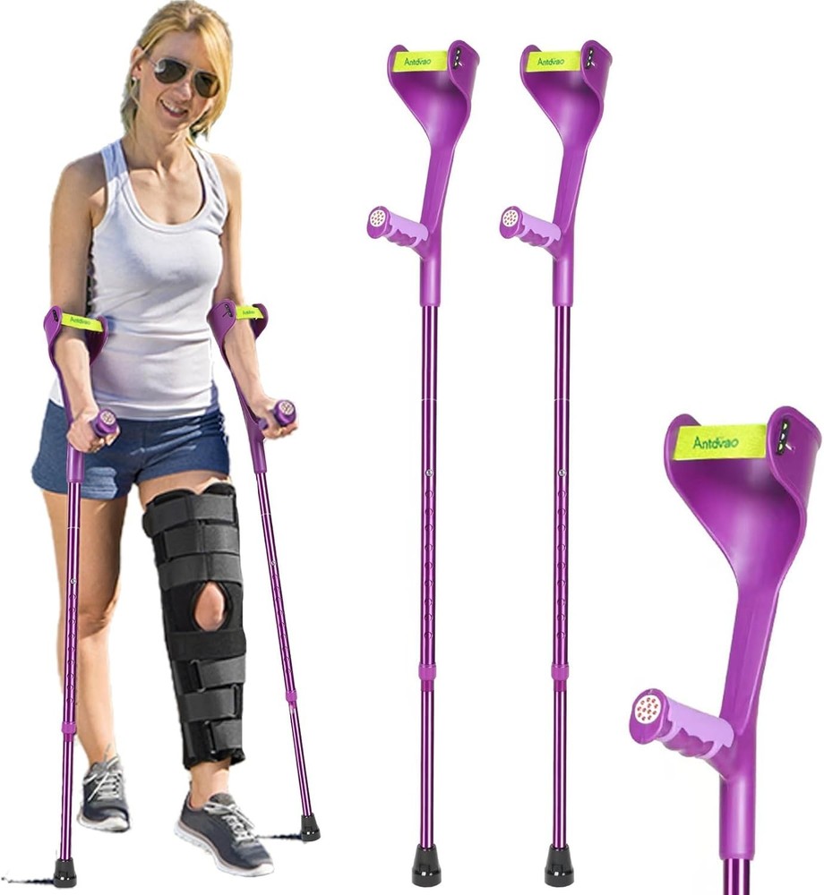 Folding Forearm Crutches with Anti-Drop Cuff - Adjustable & Lightweight