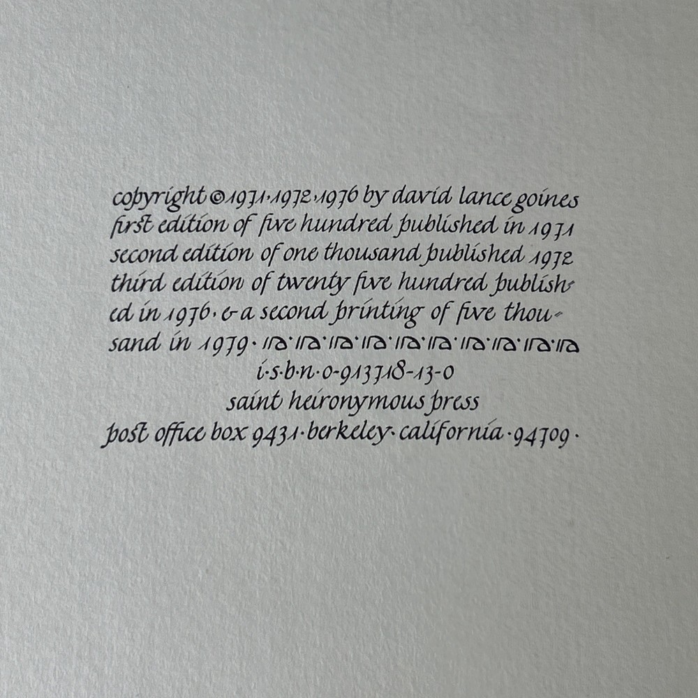 VTG A Basic Formal Hand Third Edition Revised By David Lance Goines 1976